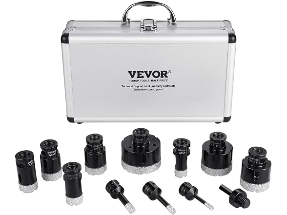 Diamond Core Drill Bit Set, 11 PCS
