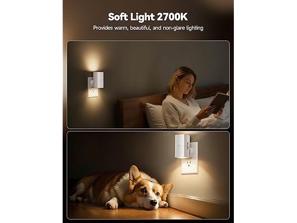 Brightown 2 Pack White Night Lights Plug Soft White