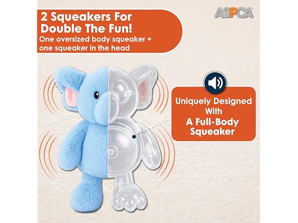 ASPCA Plush Squeaky Dog Toy, Elephant