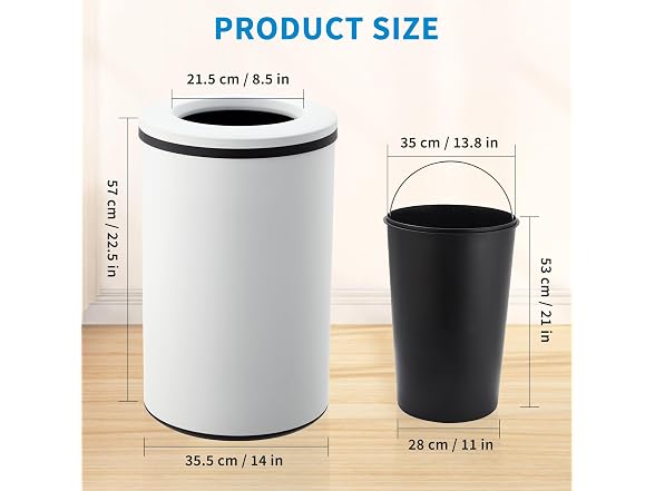 OUTLANE 10.6 Gal/40L Round Kitchen Trash Can White