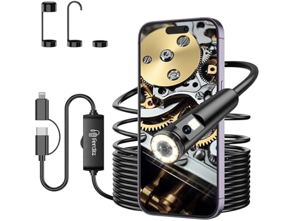 Dual Lens Endoscope Camera w/Light, 1920P HD