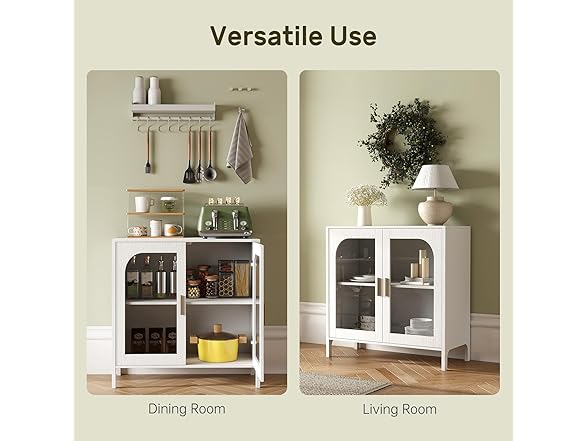 OBEKANN Sideboard Storage Cabinet with Adjustable Shelves