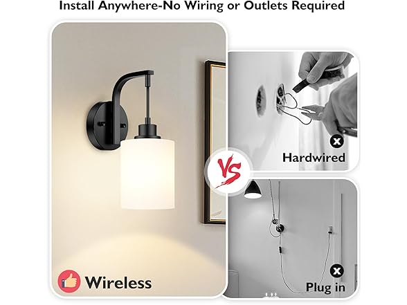 Wireless Rechargeable Wall Sconce Set of Two