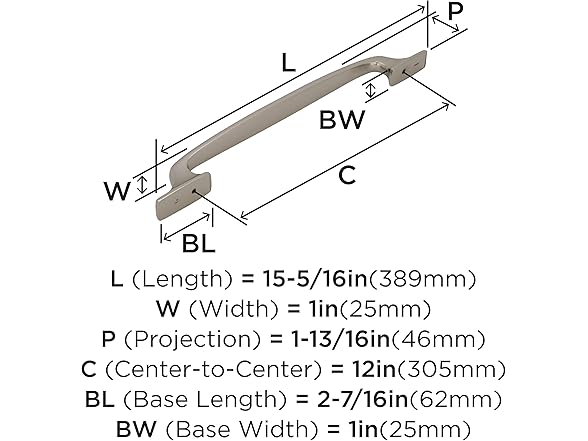 Amerock Appliance Pull, 12", Nickel