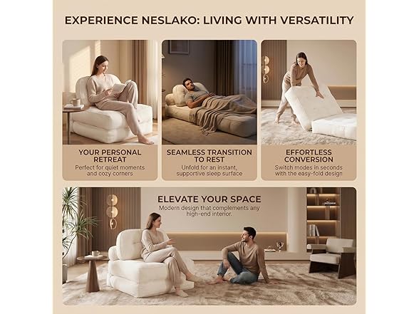 NESLAKO White Folding Sofa Bed