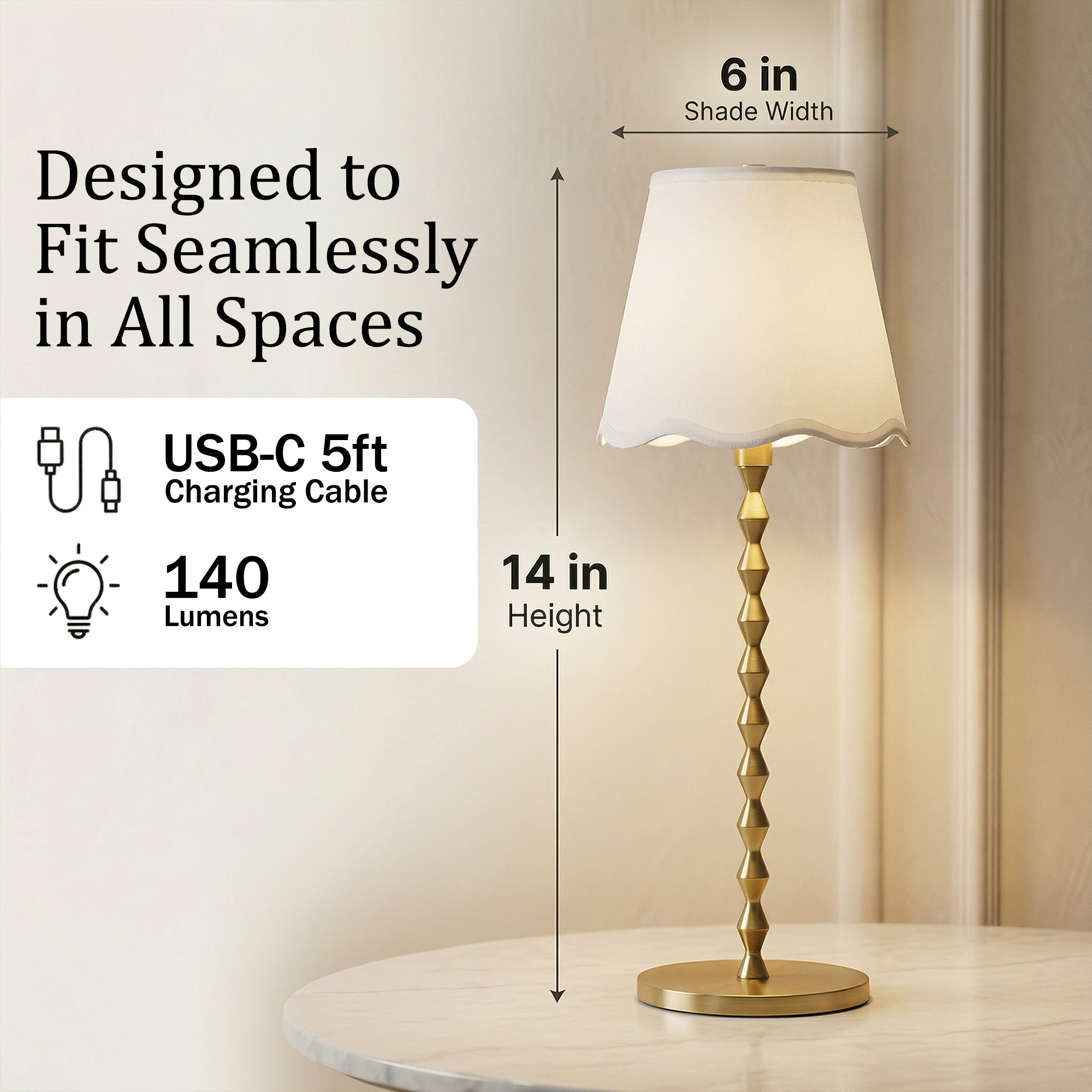 Diamond Stem Scalloped Shade Lamp - Gallery 21
