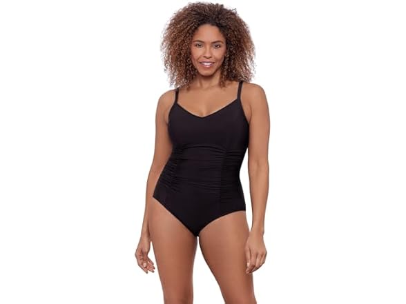 Aqua Green Women Princess Seam Adjustable Swimsuit