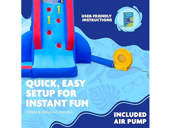 Sunny & Fun Inflatable Water Slide Park with Tunnel