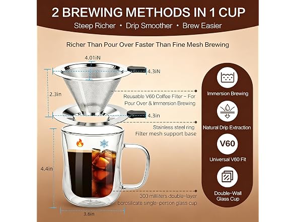 LSKJSLZ 2-in-1 Pour Over Coffee Maker