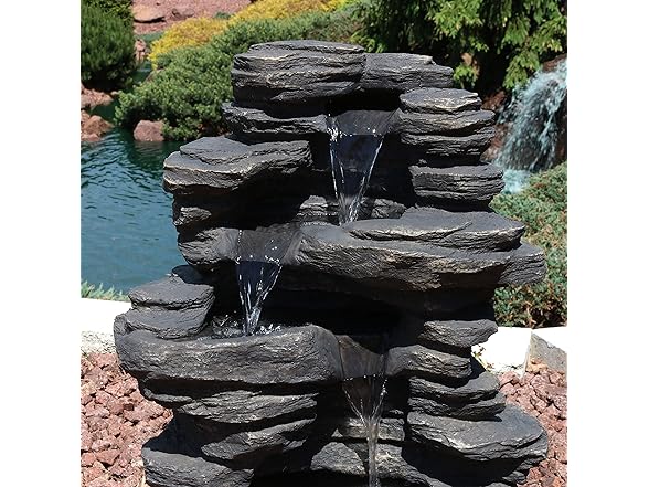 Sunnydaze Rock Falls 39-Inch Polystone Fountain