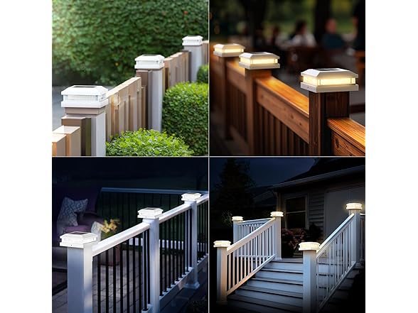 Brightever White Solar Post Cap Light, 4 Pack