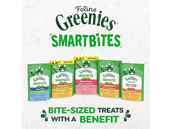 Greenies Cat Treats, Feline Smartbites, Skin & Fur Health