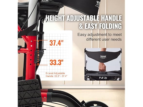 VEVOR 2 in 1 Rollator Walker and Wheelchair 300 Lbs