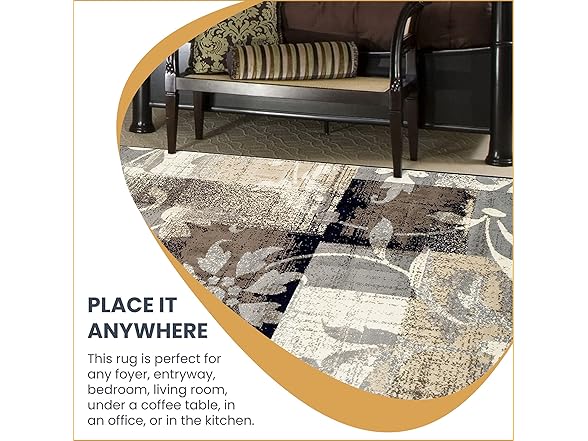 Superior Modern Floral Patchwork Indoor Rug