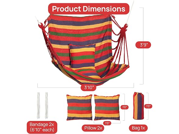 Gardenised Multicolor Striped Fabric Hanging Hammock Chair