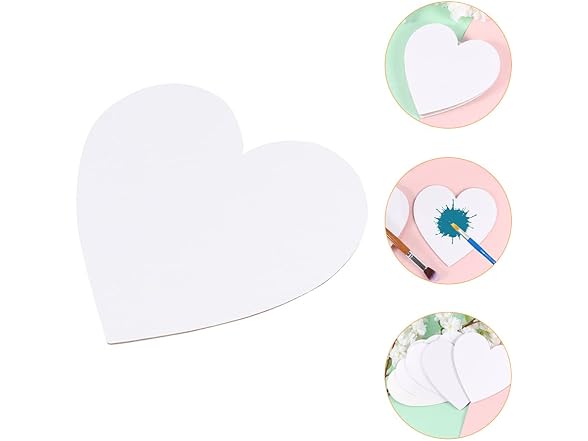 EXCEART Heart Shaped Canvas Boards 6 Pack