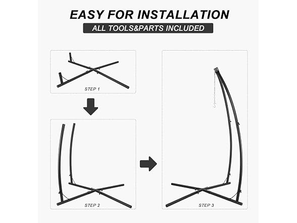 LAZZO C-Type Hammock Chair Stand,Steel Rack Stand