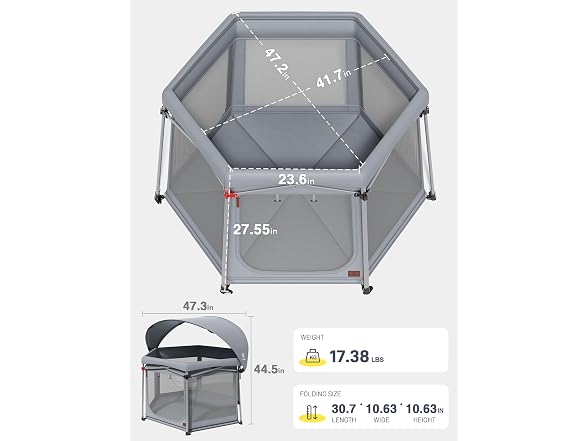 EVER ADVANCED Foldable Baby Playpen with 3cm Mat