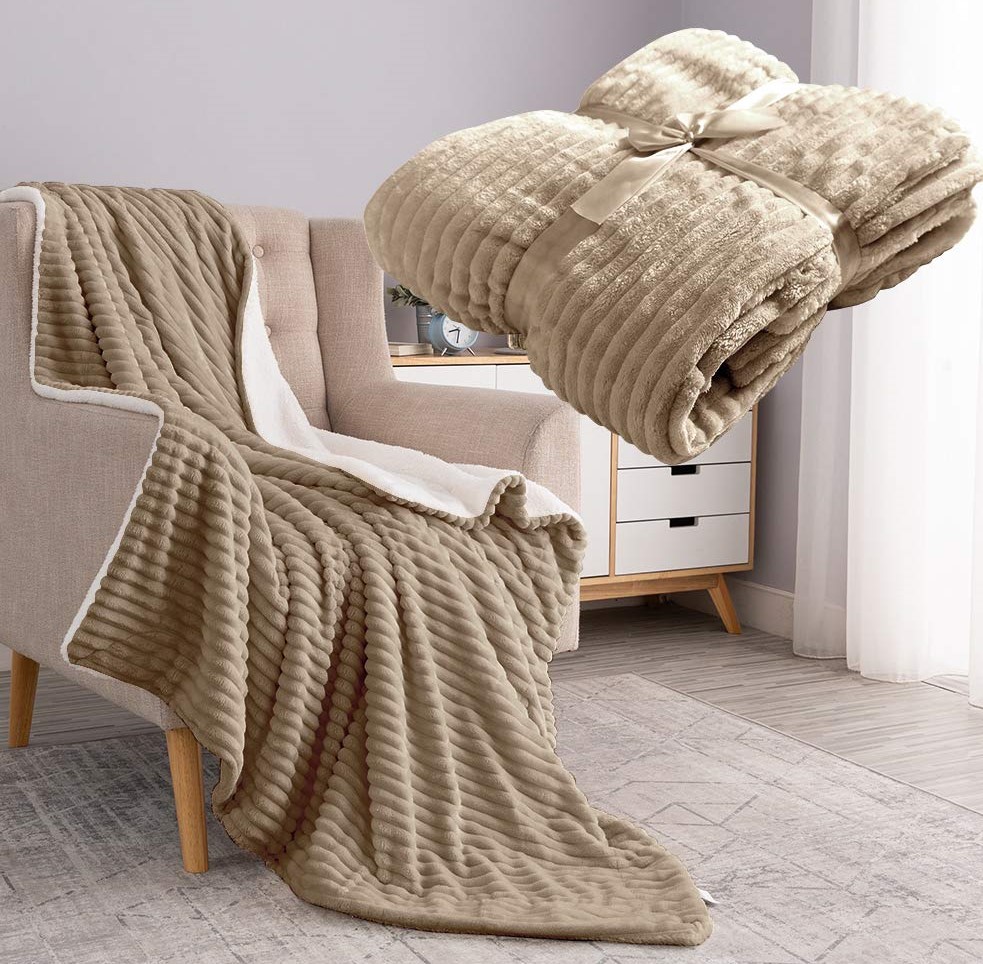 Noble House 2k Corduroy Sherpa Throw/Blankets - Gallery 6