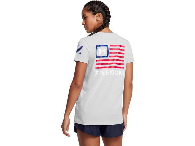 Small UA Women's Freedom Banner T-Shirt Mod Gray Medium