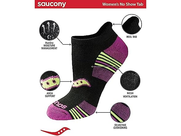 Saucony Women's RunDry Athletic Socks