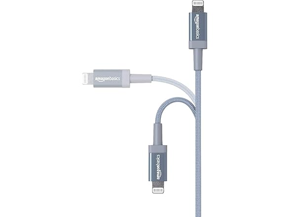 (2 PACK) AmazonBasics Braided USB-A to Lightning Charging Cable