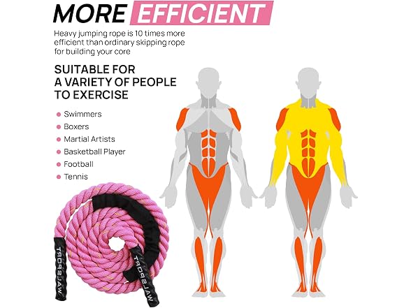 Weighted Jump Rope for Fitness (pink, 3.5 LBS)