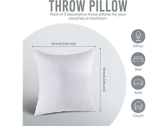 Utopia Bedding 16x16 Pillow Inserts