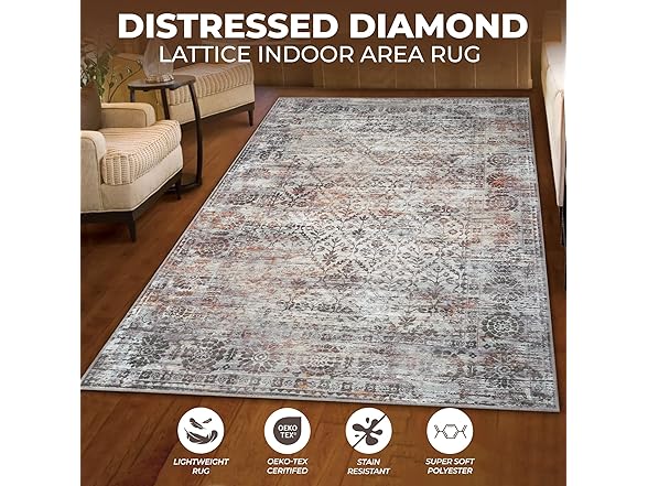 Superior 2'x3' Diamond Lattice Non-Slip Indoor Rug