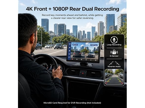 Topexplore 9" Wireless Carplay Dash Cam