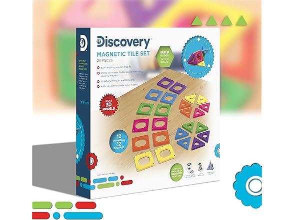 Discovery Kids 24pcs Magnetic Tile Building Blocks