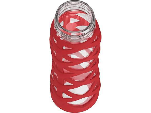 Lifefactory 22oz Glass Water Bottle with Classic Chug Cap, Red