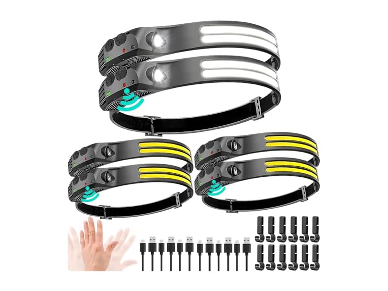 6-Pack Rechargeable LED Headlamps