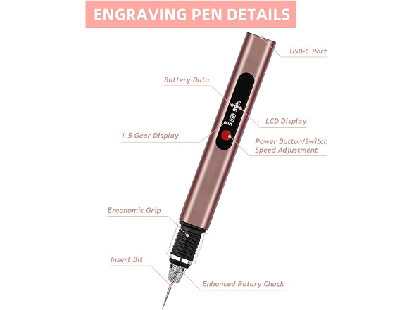 Engraving Pen, 5-Speed Adjustable Cordless