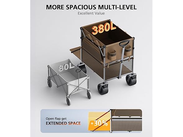 Everyfun 480Lbs Foldable Double Decker Wagon Cart