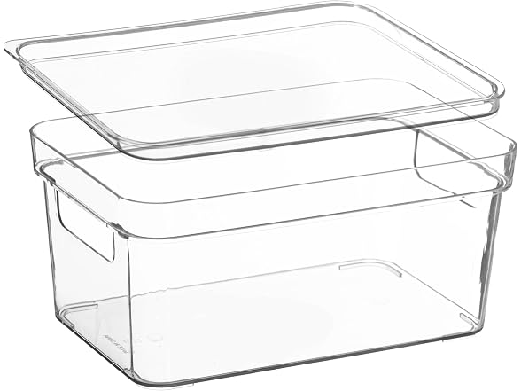 Basicwise Set of 3 Small Clear Storage Containers with Lid
