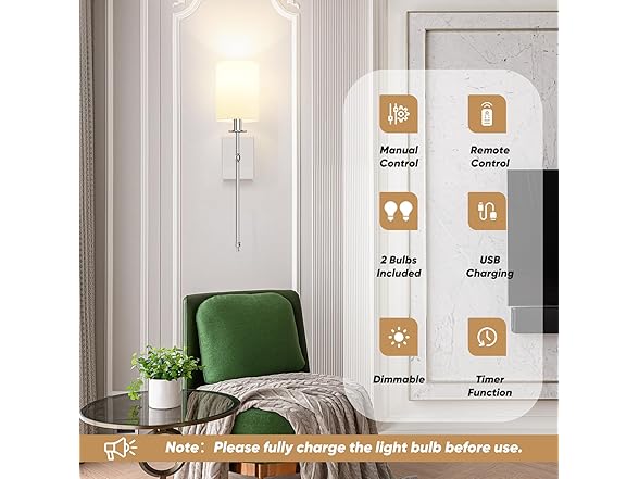 Bosceos Battery Operated Wall Sconces Set of 2