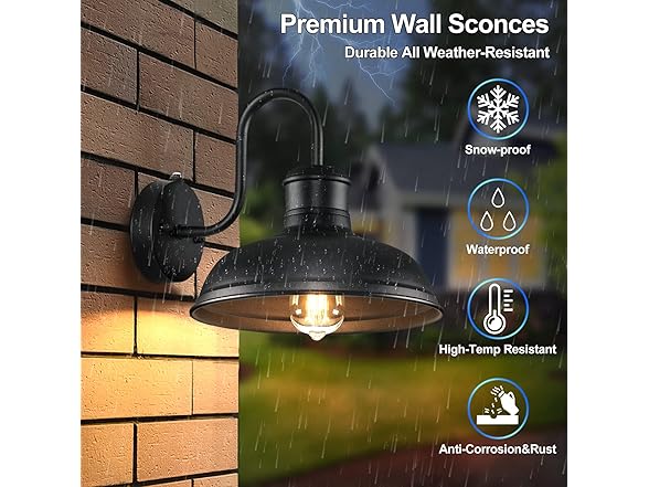 2-Pack Dusk to Dawn Wall Sconces, Black