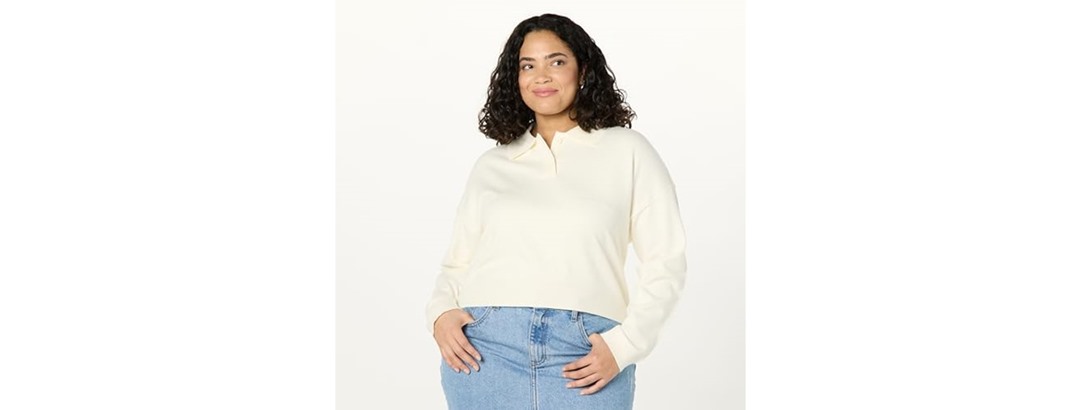 The Drop Women (2X) Joan Splitneck Polo Sweater