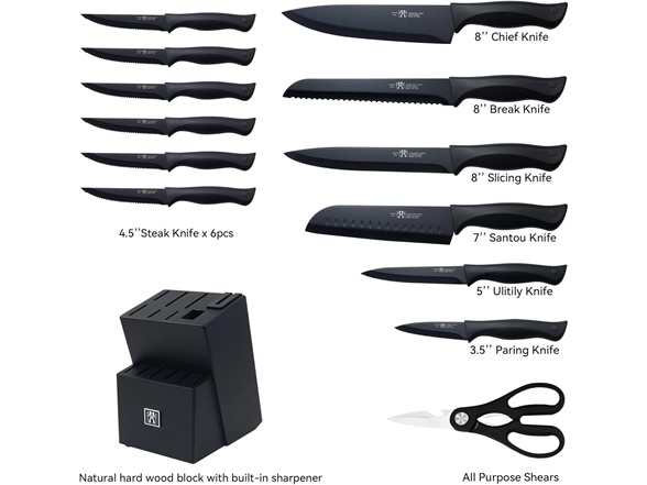 15 Piece Kitchen Knife Set w/ Block