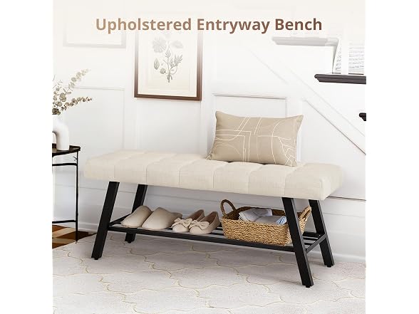 Lue Bona 45" Entryway Bench Linen Color