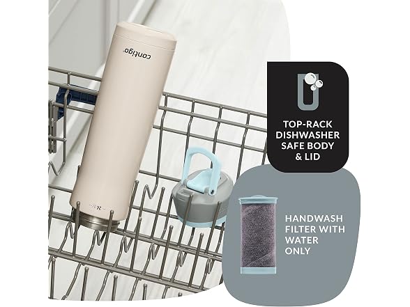 Contigo Stainless Steel Filter Water Bottle, 24 oz, Salt