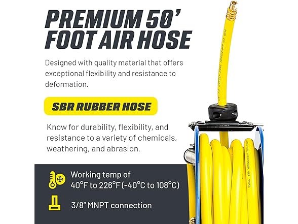 Goodyear Air Hose Reel Retractable 3/8" Inch x 50'