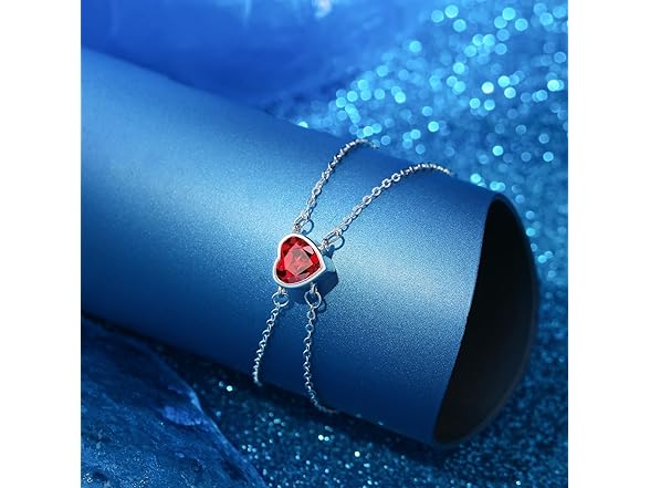 Silver Heart Birthstone Bracelets