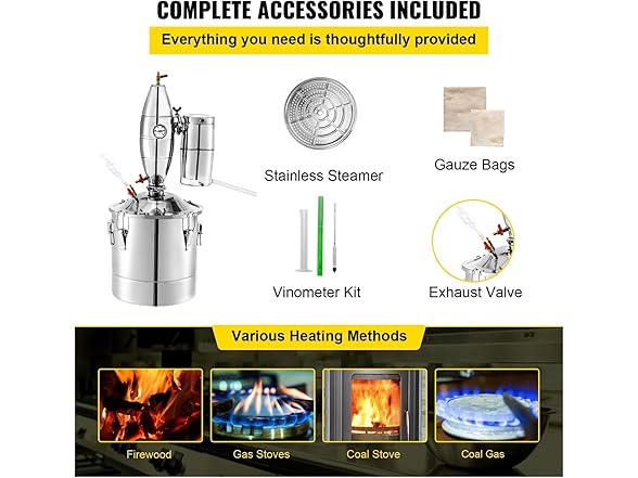 30L Stainless Steel Alcohol Distiller Home Brew Kit Moonshine Wine Mak
