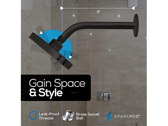 6" Rain Shower Head With 9" Arm