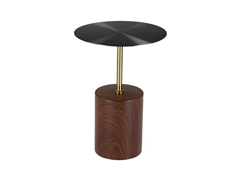 LeisureMod MST40BR Malta Round Side Table Brown