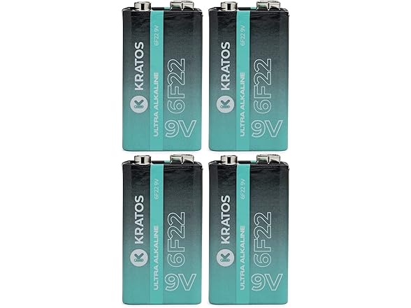 (4 Pack) Kratos Power 9V Alkaline Batteries