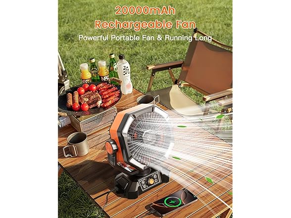 20000mAh Battery Powered Camping Fan