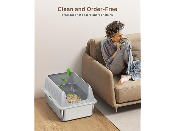 Jecoo Stainless Steel Cat Litter Box